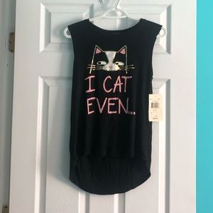 Eye Shadow Sleeveless Cat Shirt